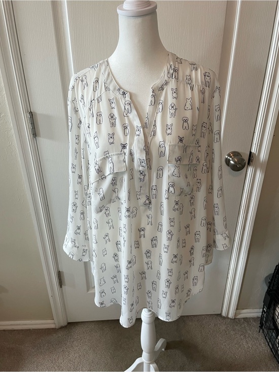 torrid Tops - torrid Cream Tunic Top with Black Dog Outline Print